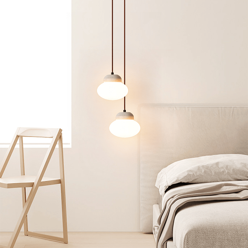 Pebble Sphere Travertine Pendant Light – Organic Modern Hanging Lamp
