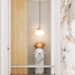 Pebble Sphere Travertine Pendant Light – Organic Modern Hanging Lamp