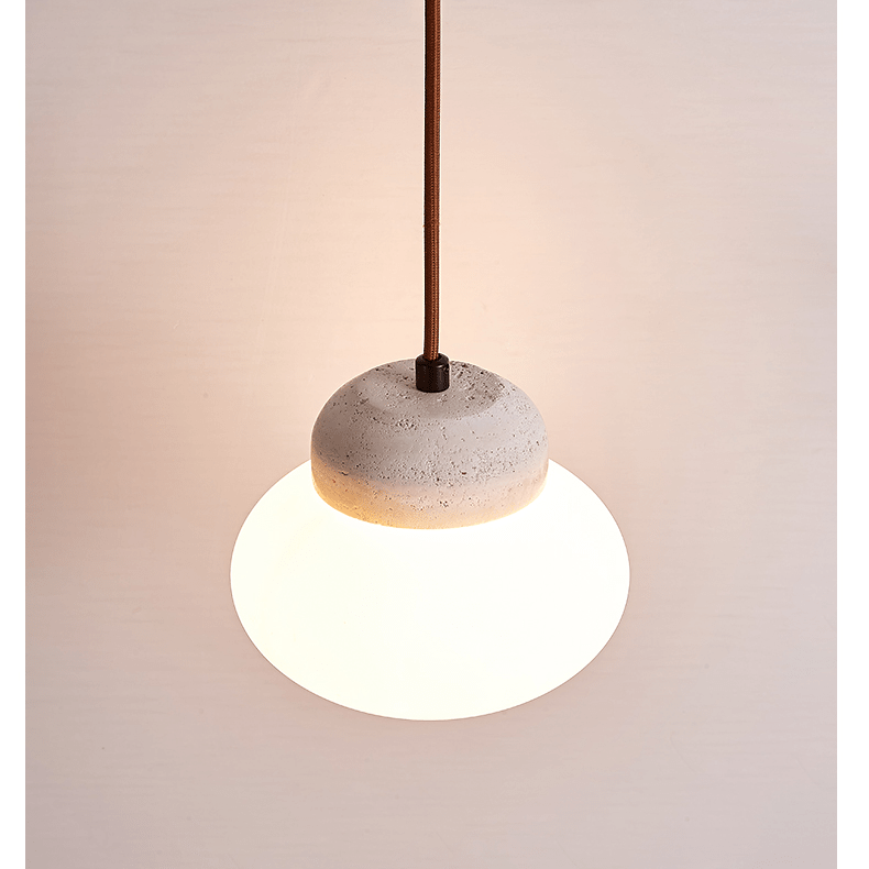 Pebble Sphere Travertine Pendant Light – Organic Modern Hanging Lamp