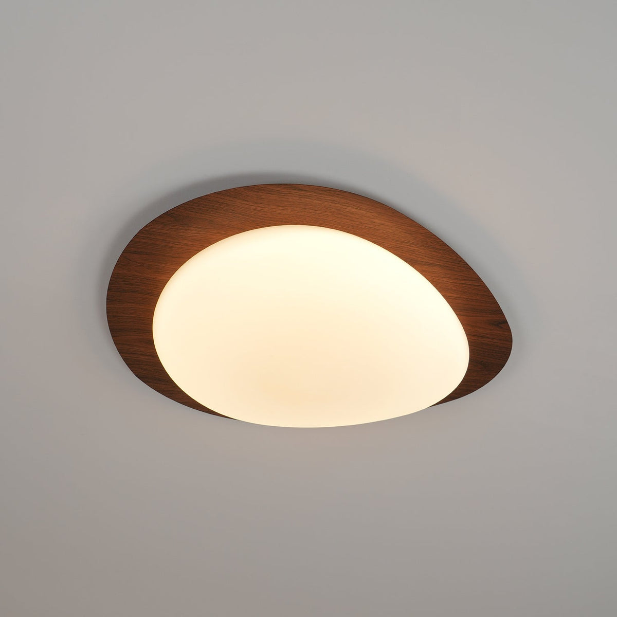 Pebble Flush Mount Ceiling Light with Walnut Grain Finish