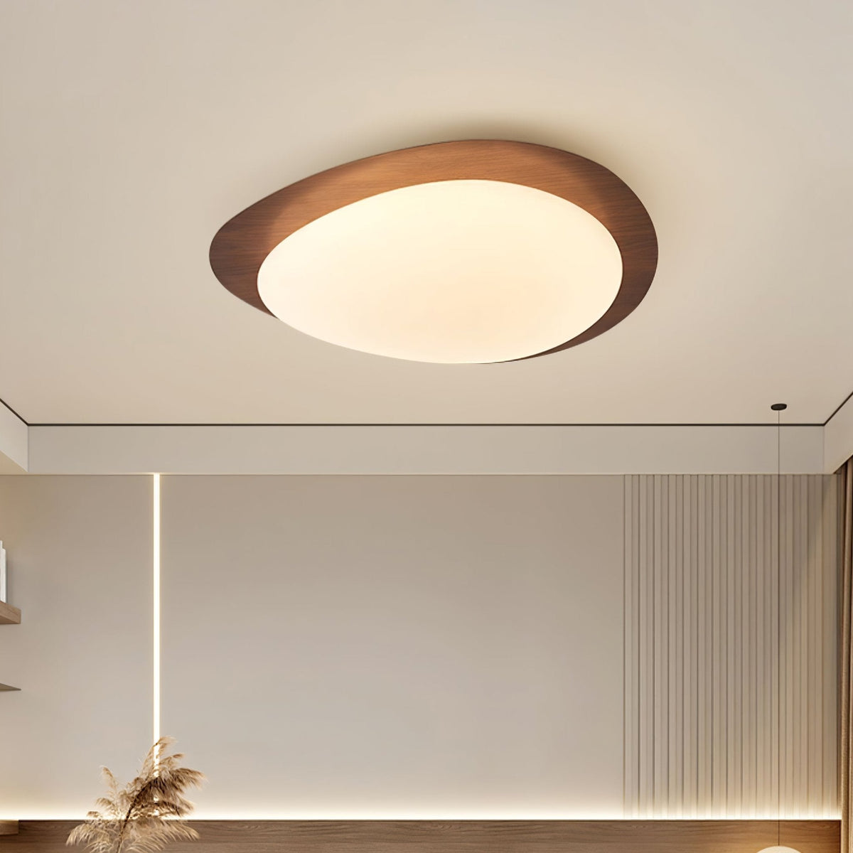 Pebble Flush Mount Ceiling Light with Walnut Grain Finish
