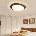 Pebble Walnut Wood LED Flush Mount Ceiling Light for Modern Interiors