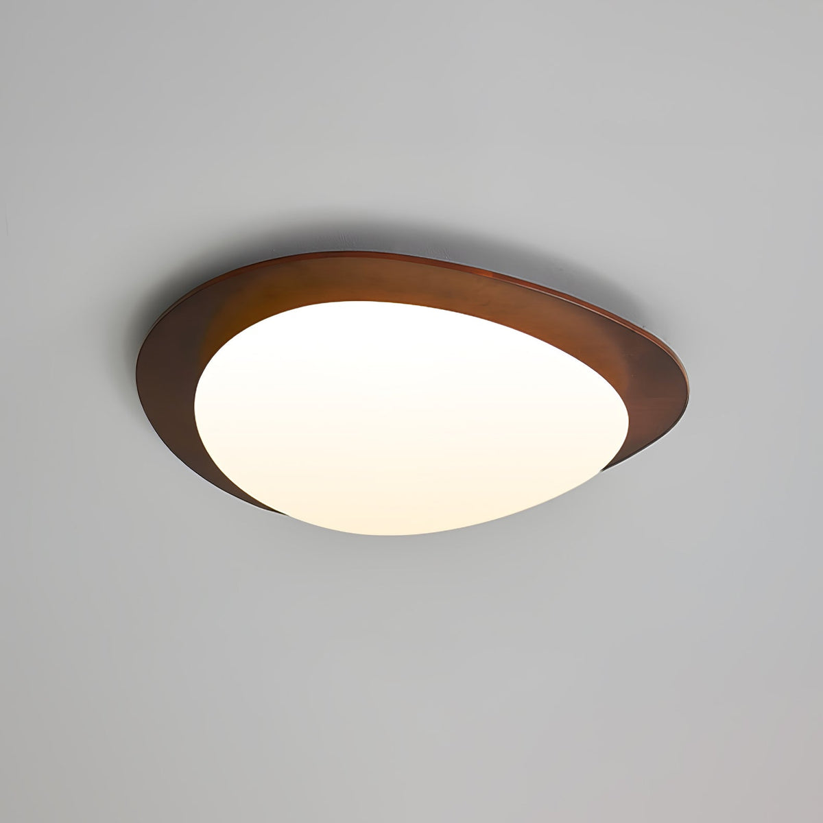 Pebble Walnut Wood LED Flush Mount Ceiling Light for Modern Interiors