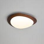 Pebble Walnut Wood LED Flush Mount Ceiling Light for Modern Interiors
