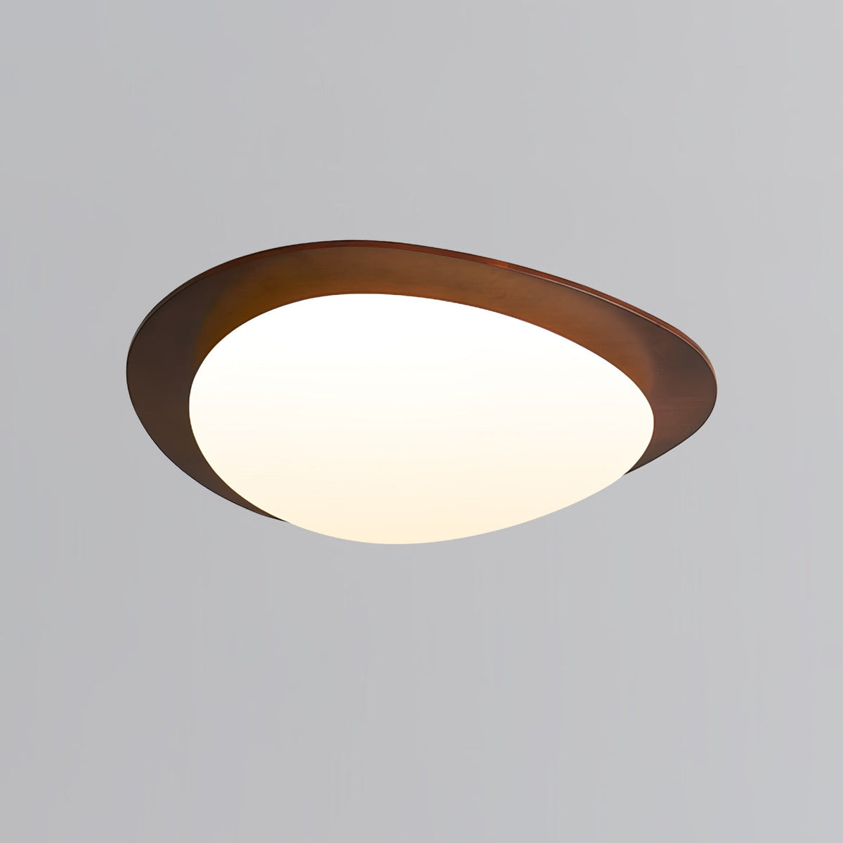 Pebble Walnut Wood LED Flush Mount Ceiling Light for Modern Interiors