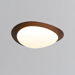 Pebble Walnut Wood LED Flush Mount Ceiling Light for Modern Interiors