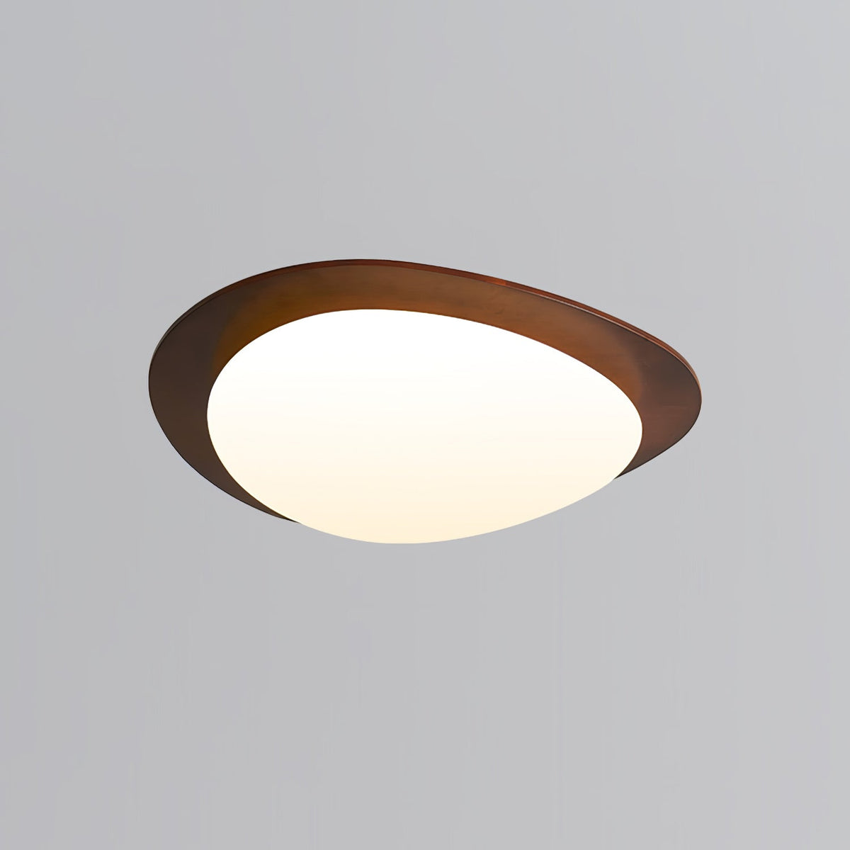 Pebble Walnut Wood LED Flush Mount Ceiling Light for Modern Interiors