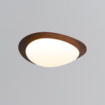 Pebble Walnut Wood LED Flush Mount Ceiling Light for Modern Interiors