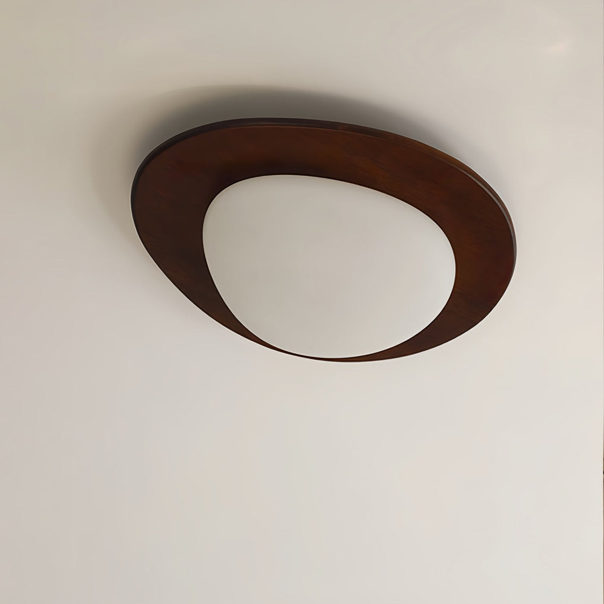 Pebble Walnut Wood LED Flush Mount Ceiling Light for Modern Interiors