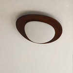 Pebble Walnut Wood LED Flush Mount Ceiling Light for Modern Interiors