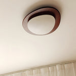 Pebble Walnut Wood LED Flush Mount Ceiling Light for Modern Interiors