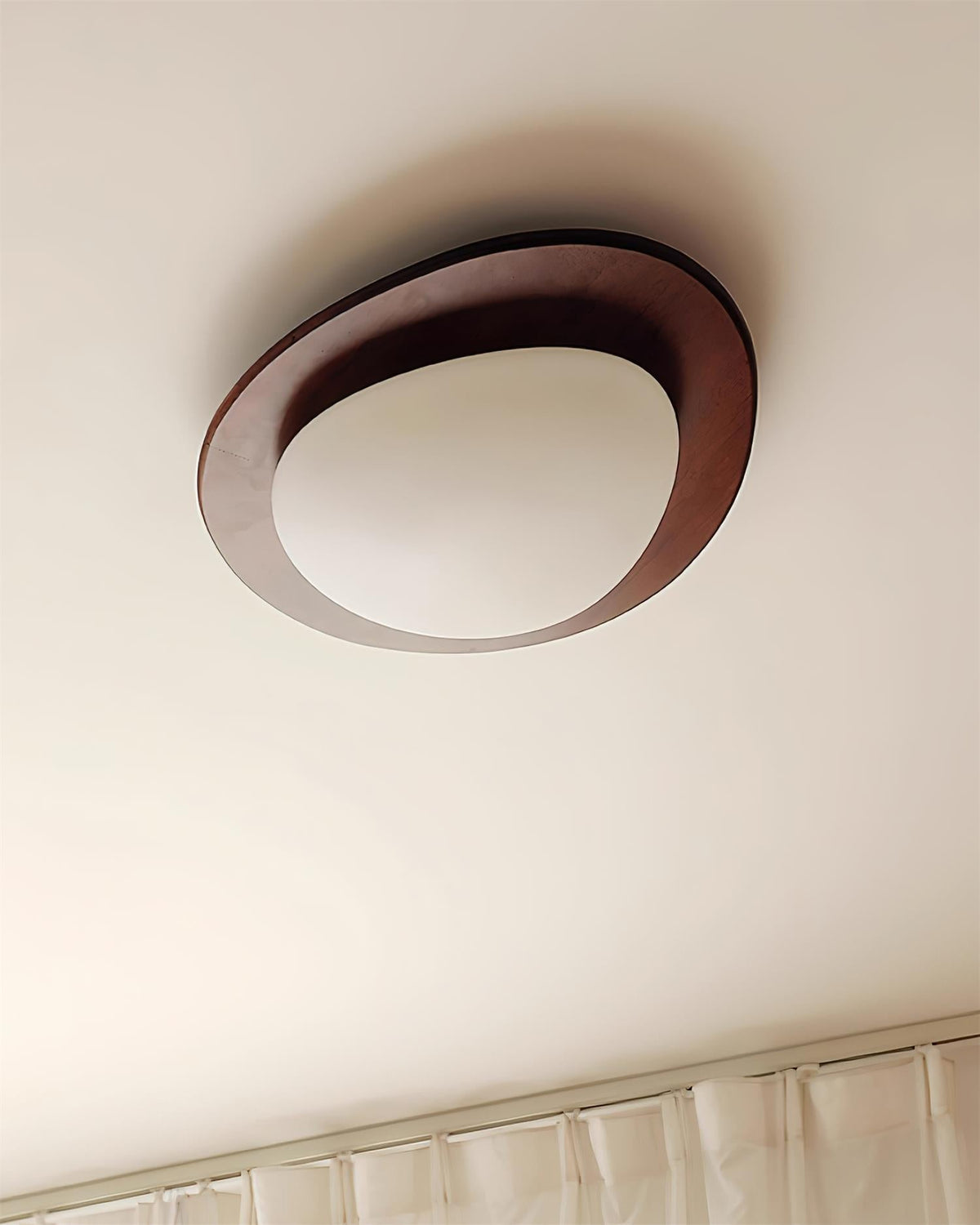 Pebble Walnut Wood LED Flush Mount Ceiling Light for Modern Interiors