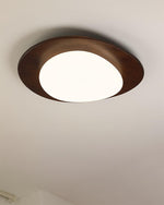 Pebble Walnut Wood LED Flush Mount Ceiling Light for Modern Interiors