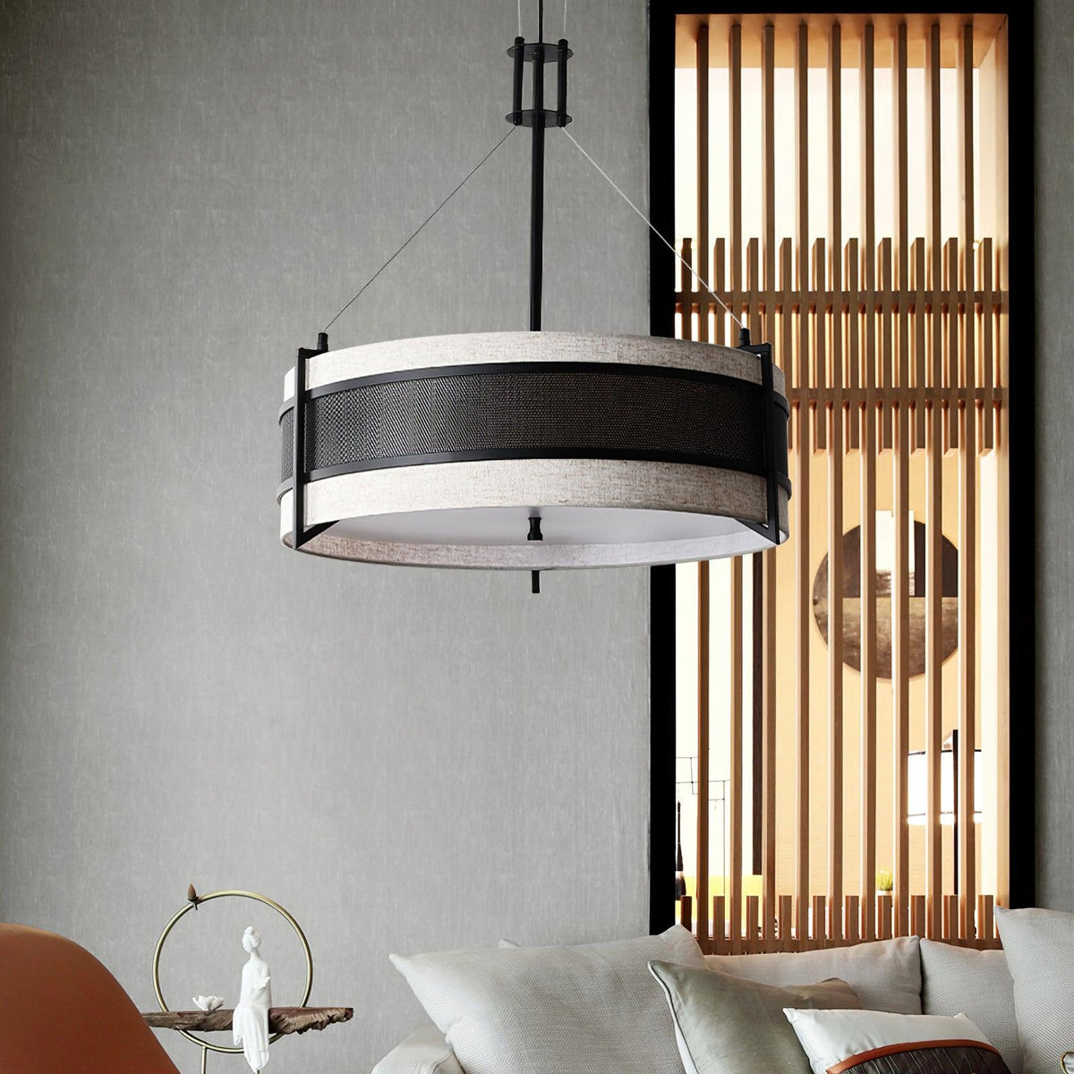 Pedesina Modern Black Mesh LED Chandelier for Dining Room