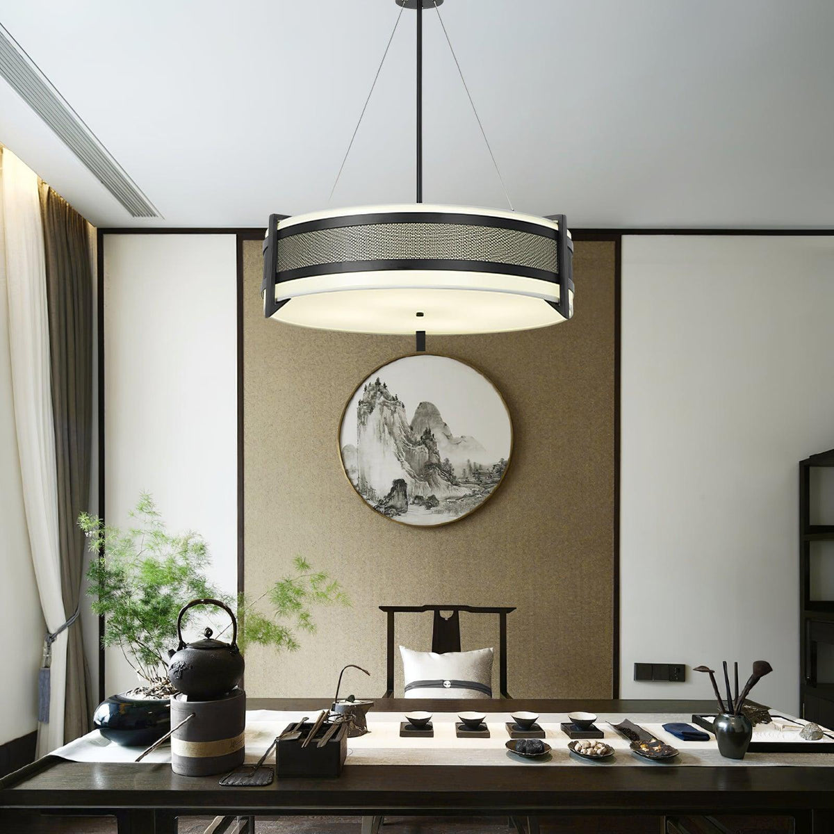 Pedesina Modern Black Mesh LED Chandelier for Dining Room