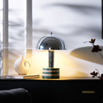 Luno Chrome Table Lamp with Green Marble Base – Modern Designer Desk Light