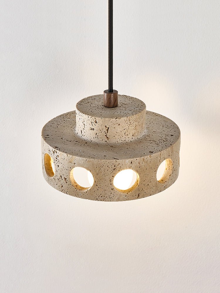 Perfora Travertine Pendant Light – Sculptural Stone Halo for Modern Interiors