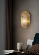 Perforated Oval Wall Sconce in Alabaster and Gold