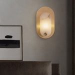 Perforated Oval Wall Sconce in Alabaster and Gold