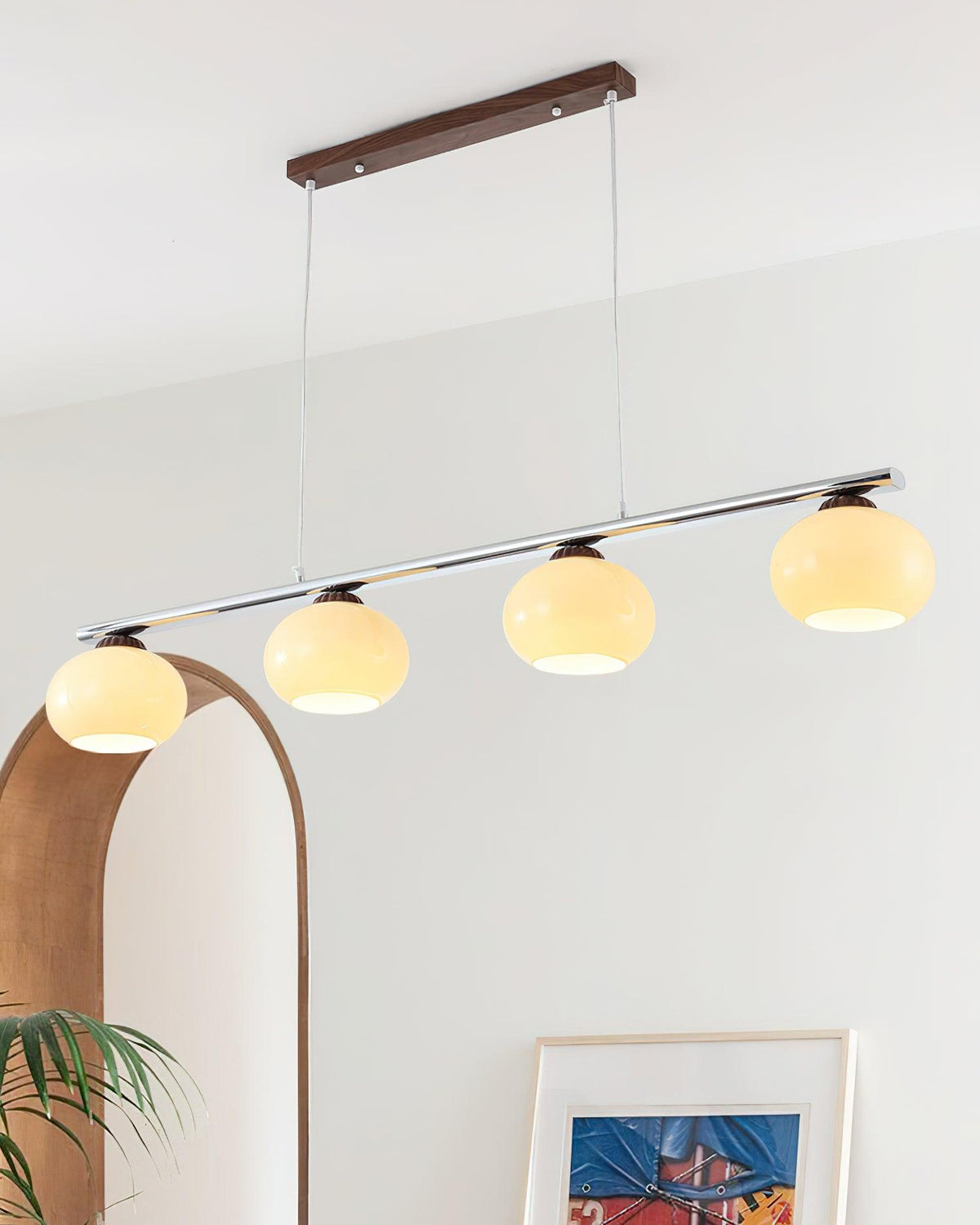 Persimmon Glass Chandelier for Dining Room, Modern Designer Pendant Light