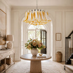 Amber Glass Petal Chandelier for Dining Room and Living Room