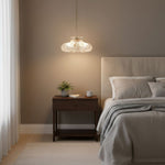 Petal Ice Glass Pendant Light – Brass Accents, Modern Elegance