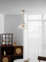 Petal Ice Glass Pendant Light – Brass Accents, Modern Elegance