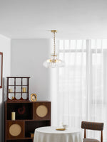Petal Ice Glass Pendant Light – Brass Accents, Modern Elegance