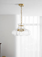 Petal Ice Glass Pendant Light – Brass Accents, Modern Elegance
