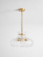Petal Ice Glass Pendant Light – Brass Accents, Modern Elegance