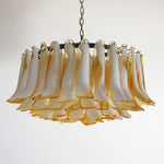 Amber Glass Petal Chandelier for Dining Room and Living Room