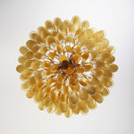 Amber Glass Petal Chandelier for Dining Room and Living Room