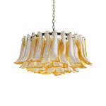 Amber Glass Petal Chandelier for Dining Room and Living Room
