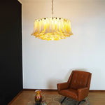 Amber Glass Petal Chandelier for Dining Room and Living Room