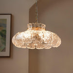 Petal Ice Glass Pendant Light – Brass Accents, Modern Elegance