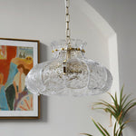 Petal Ice Glass Pendant Light – Brass Accents, Modern Elegance