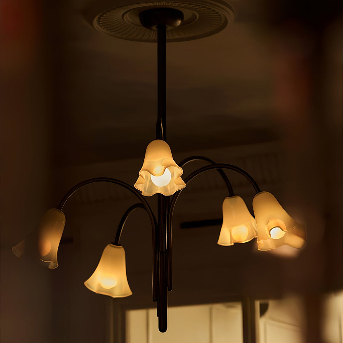 Petalia Blossom Chandelier – Floral Glass Pendant Light for Dining Room and Living Room