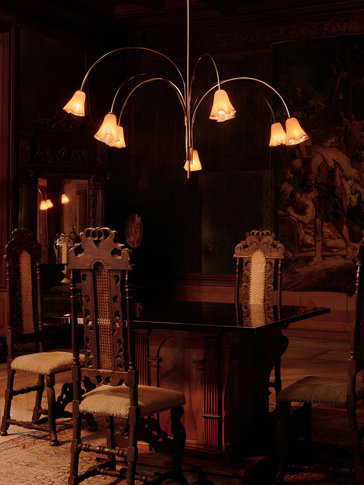 Petalia Blossom Chandelier – Floral Glass Pendant Light for Dining Room and Living Room