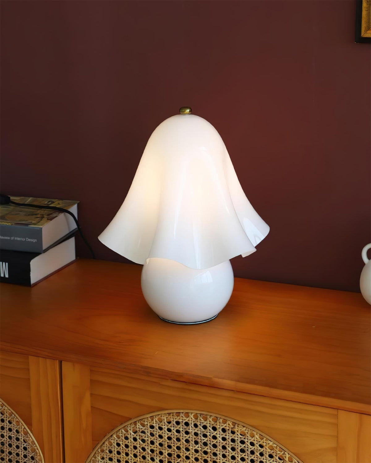 Petalia Hand-Blown Glass Table Lamp with Bead Accents for Modern Interiors
