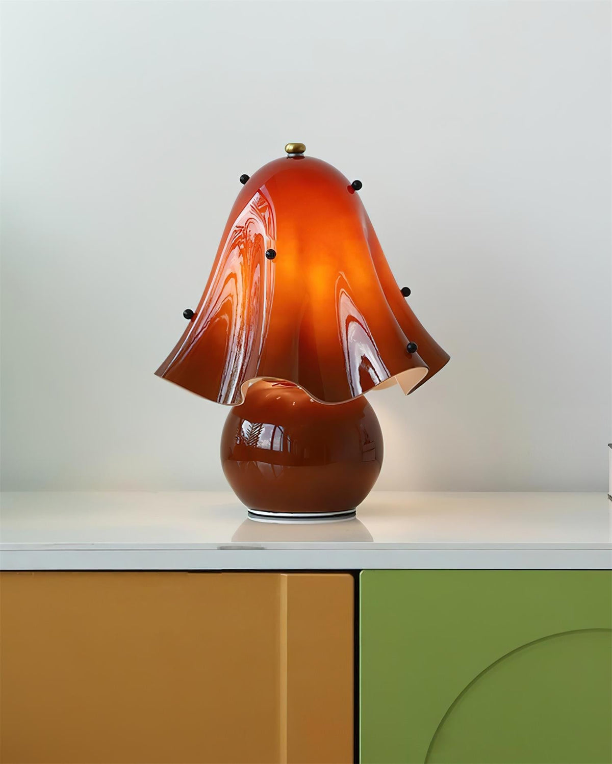 Petalia Hand-Blown Glass Table Lamp with Bead Accents for Modern Interiors