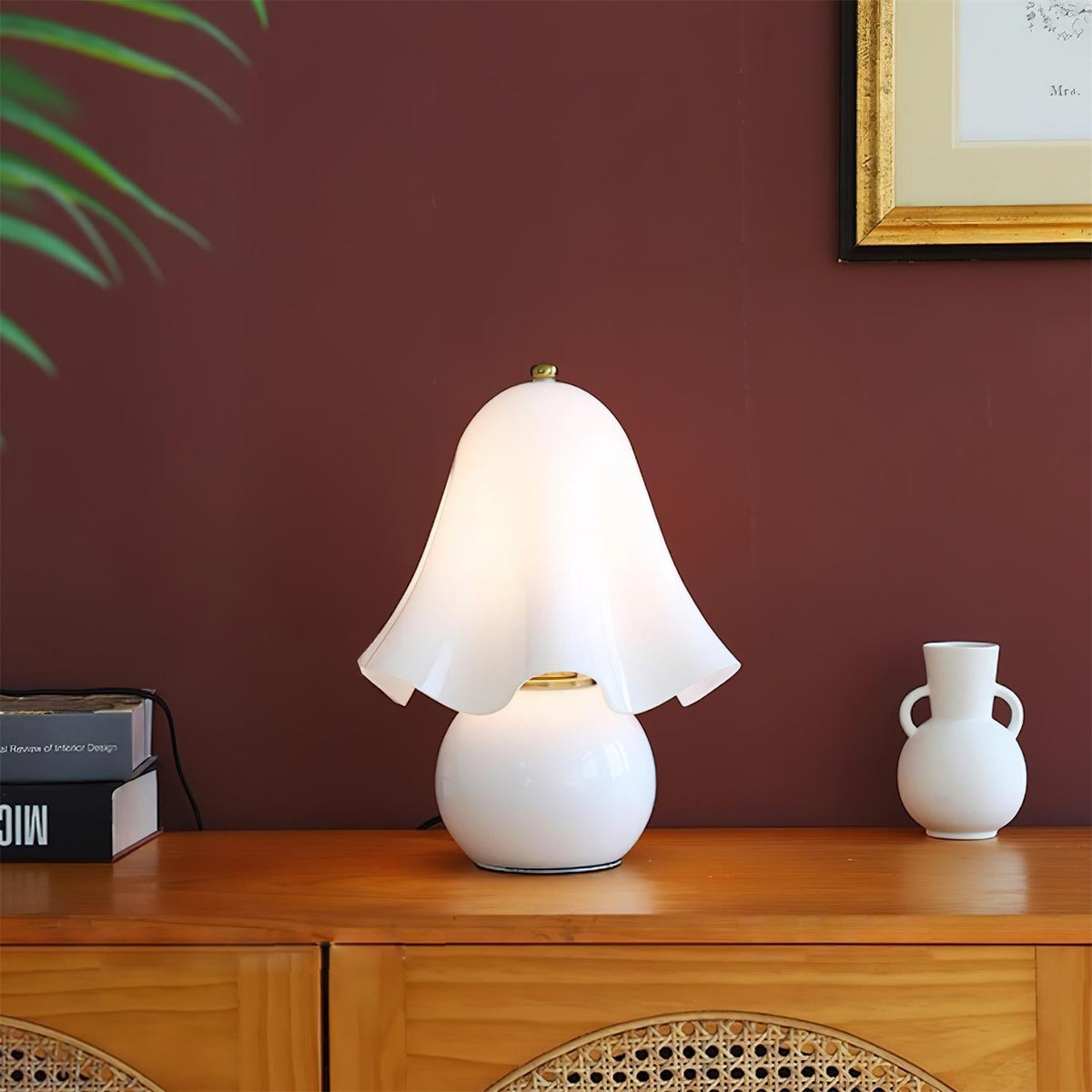 Petalia Hand-Blown Glass Table Lamp with Bead Accents for Modern Interiors