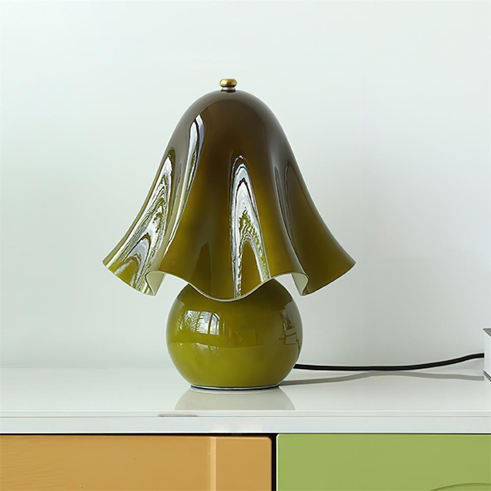 Petalia Hand-Blown Glass Table Lamp with Bead Accents for Modern Interiors