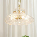 Petal Ice Glass Pendant Light – Brass Accents, Modern Elegance