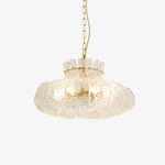 Petal Ice Glass Pendant Light – Brass Accents, Modern Elegance