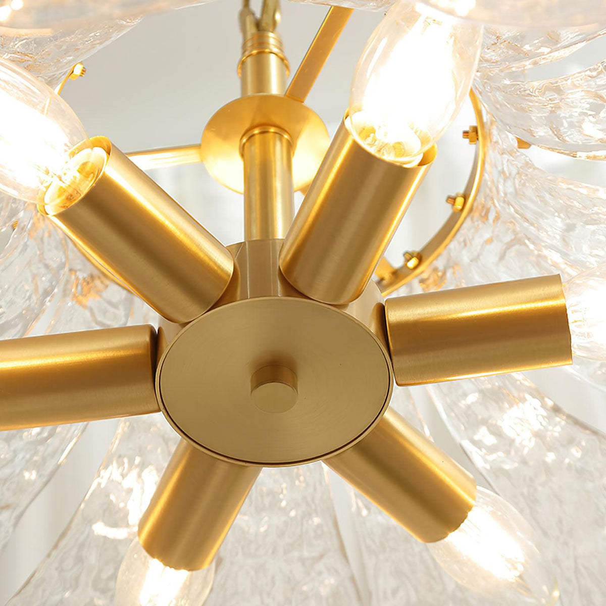 Petal Ice Glass Pendant Light – Brass Accents, Modern Elegance