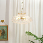 Petal Ice Glass Pendant Light – Brass Accents, Modern Elegance