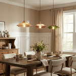 Petaline Trio Pendant Light – Three Glass Shades in Pink, Amber & Green