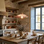 Petaline Trio Pendant Light – Three Glass Shades in Pink, Amber & Green