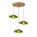 Petaline Trio Pendant Light – Three Glass Shades in Pink, Amber & Green