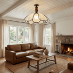 Petaline Whisper Flush Mount Ceiling Light in Walnut and Fabric